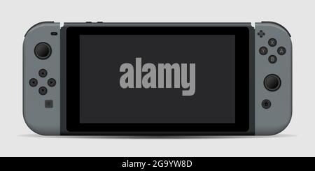 Nintendo Switch gray video game console. Vector illustration isolated on white background Stock Vector