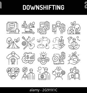 Downshifting line icons set. Isolated vector element. Stock Vector