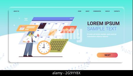 arab businessman planning day scheduling appointment in online calendar app agenda meeting plan time management Stock Vector