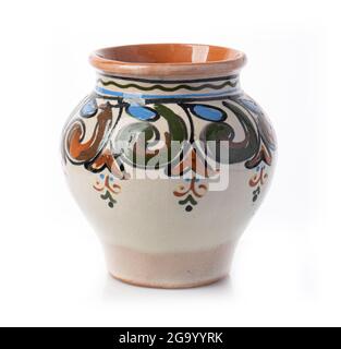 Ceramic jug. Isolated on white background. Stock Photo