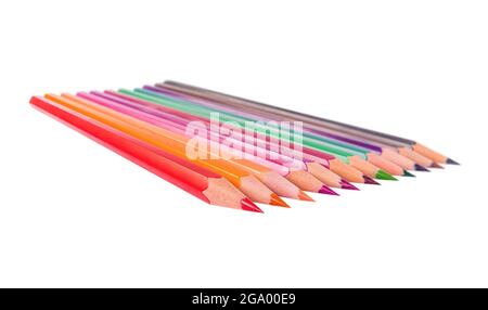 Color pencils set isolated on a white background Stock Photo