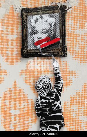 Rude Kids  - Street Art by Dotmasters in New Brighton, Wirral, UK Stock Photo
