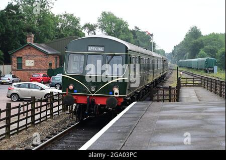 A class 101 locomotive at a station on the GCR Railway. Stock Photo