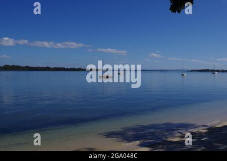 Sailing boats Pumicestone Passage Bribie Island Queensland Stock Photo