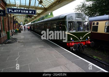 A class 101 locomotive at a station on the GCR Railway. Stock Photo