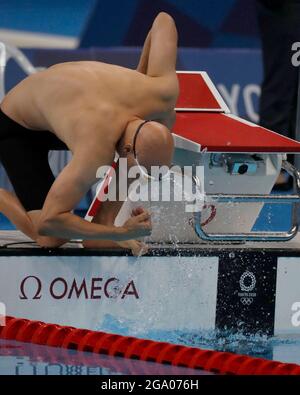 Tokyo, Kanto, Japan. 28th July, 2021. Matti Mattsson (FIN) in the men's 200m breaststroke semifinals during the Tokyo 2020 Olympic Summer Games at Tokyo Aquatics Centre. (Credit Image: © David McIntyre/ZUMA Press Wire) Stock Photo