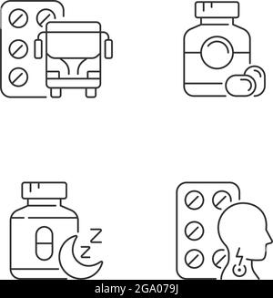 Maintaining life quality linear icons set Stock Vector
