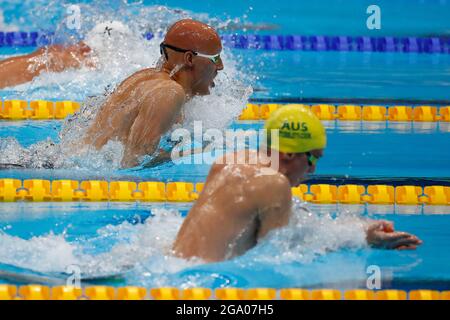 Tokyo, Kanto, Japan. 28th July, 2021. Matti Mattsson (FIN) in the men's 200m breaststroke semifinals during the Tokyo 2020 Olympic Summer Games at Tokyo Aquatics Centre. (Credit Image: © David McIntyre/ZUMA Press Wire) Stock Photo