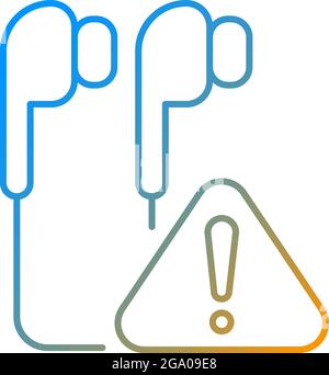 Broken earphones gradient linear vector icon Stock Vector