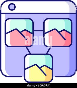 Photo sharing platforms RGB color icon Stock Vector