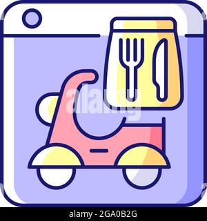 Food delivery service RGB color icon Stock Vector