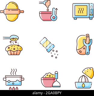 Cooking RGB color icons set Stock Vector