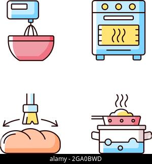 Cookery RGB color icons set Stock Vector