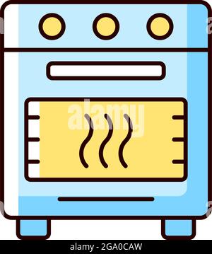 Bake in oven RGB color icon Stock Vector