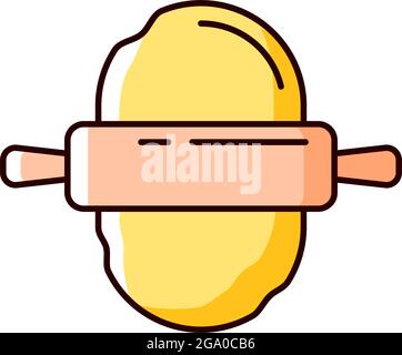 Roll out dough RGB color icon Stock Vector