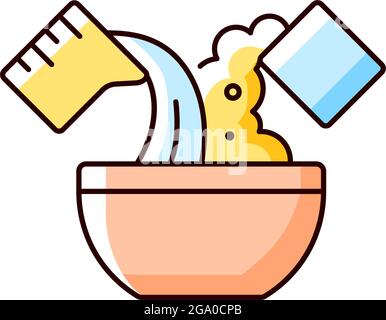 Mixing cooking ingredient RGB color icon Stock Vector