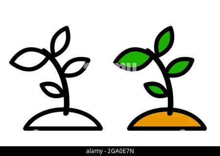 Simple Vector Icon, Small Plant, Representing Growth Investment Stock Vector