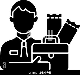 Lottery agent black glyph icon Stock Vector