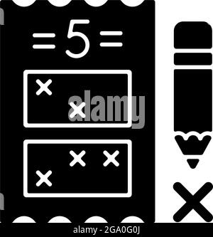 Five digit lottery game black glyph icon Stock Vector