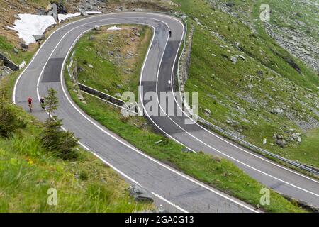 Landscape in Fagaras mountains in Romania, with Transfagarasan road. One of the most spectacular roads in the world