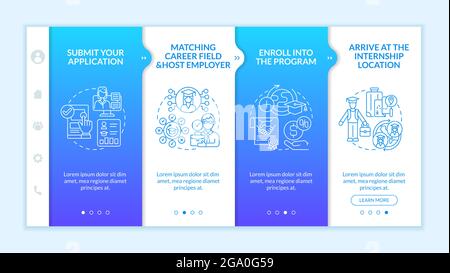 Traineeship abroad strategy onboarding vector template Stock Vector