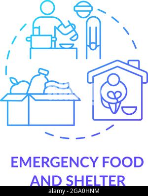 Emergency food and shelter program concept icon. Stock Vector