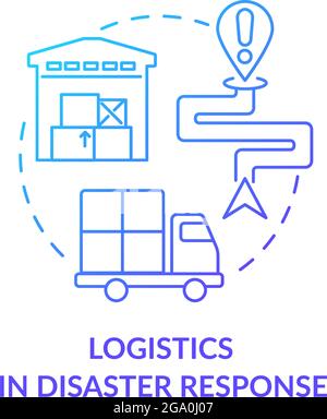 Logistics in disaster response concept icon. Stock Vector
