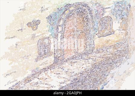sketch drawing of an Italian street, watercolor paints Stock Vector