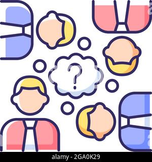 Collective thinking RGB color icon Stock Vector