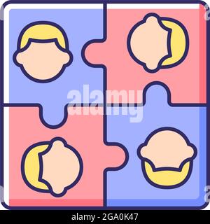 Team building RGB color icon Stock Vector