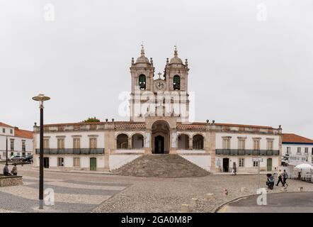Nazare, Portugal - June 30, 2021: The Church of Our Lady of Nazare in Sitio da Nazare Stock Photo