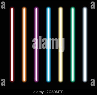 Neon colorful lights vector illustration isolated on black background. Multicolor lights. Stock Vector