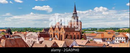 Old town of Güstrow with St. Mary's parish church (Germany) Stock Photo