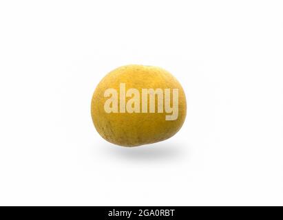Ripe pomelo fruit close up on isolated white background Stock Photo