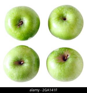 A group of four green Granny Smith apples isolated on a white background, with clipping path Stock Photo