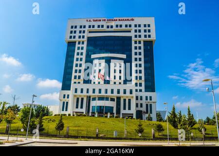 Ankara, Turkey. 12th June, 2021. The headquarters building of the Turkish Ministry of Agriculture and Forestry in Ankara, Turkey, on Saturday, June 12, 2021. (Photo by Altan Gocher/GocherImagery/Sipa USA) Credit: Sipa USA/Alamy Live News Stock Photo