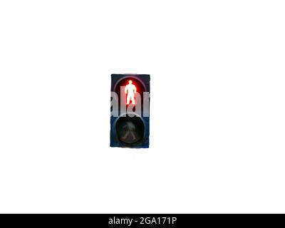 the traffic light is red - isolated on white Stock Photo