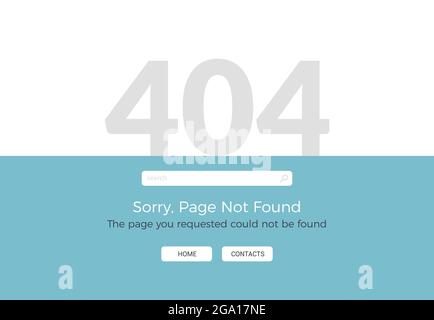 Error 404 page not found. Website 404 web failure. Oops trouble internet warning design Stock Vector