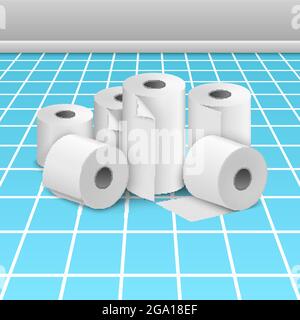 Toilet paper roll tissue. Toilet towel icon isolated realistic illustration. Kitchen wc whute tape paper Stock Vector