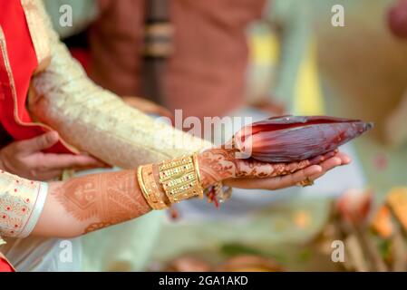 Hindu or Indian Wedding Ceremony Rituals and Traditions (Assamese Wedding) Stock Photo