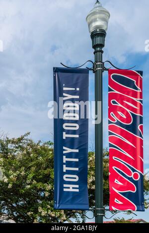 Ole Miss football cheer Hotty Toddy banner at the University of Mississippi Oxford, USA. Stock Photo