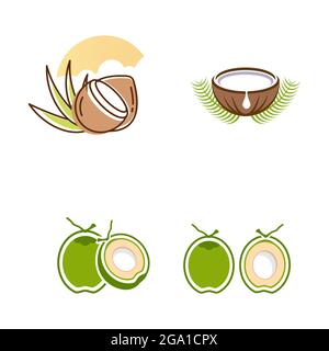 coconut logo Vector icon design illustration Template Stock Vector