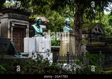 Pere Lachaise Cemetery is the largest cemetery in Paris, France. Stock Photo