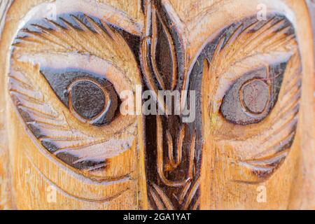 Cane masks , masks made of cane, handicrafts on display during the Handicraft Fair in Kolkata - the biggest handicrafts fair in Asia. Stock Photo