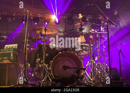 TBILISI, GEORGIA - Sep 22, 2018: A shot of the drums musical instrument during a live event in Tbilisi, Georgia. Stock Photo