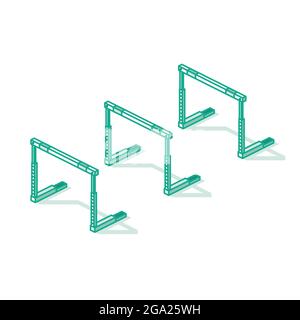 Hurdle Race Barriers Isolated on White Background. Vector Illustration. Athletics Equipment. Stock Vector