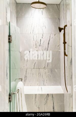 Shower cabin in Deluxe Guest room, St. Regis Amman, operated by Marriott International, a luxury hotel in Amman, Jordan Stock Photo