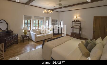 Guest Room in Thotalagala Bungalow boutique hotel on the Dambatenne Tea Estate, Hill Country, Sri Lanka; Diyatalawa, Badulla District, Sri Lanka