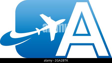 Letter A with plane logo icon design vector illustration Stock Vector