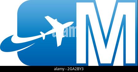 Letter M with plane logo icon design vector illustration Stock Vector